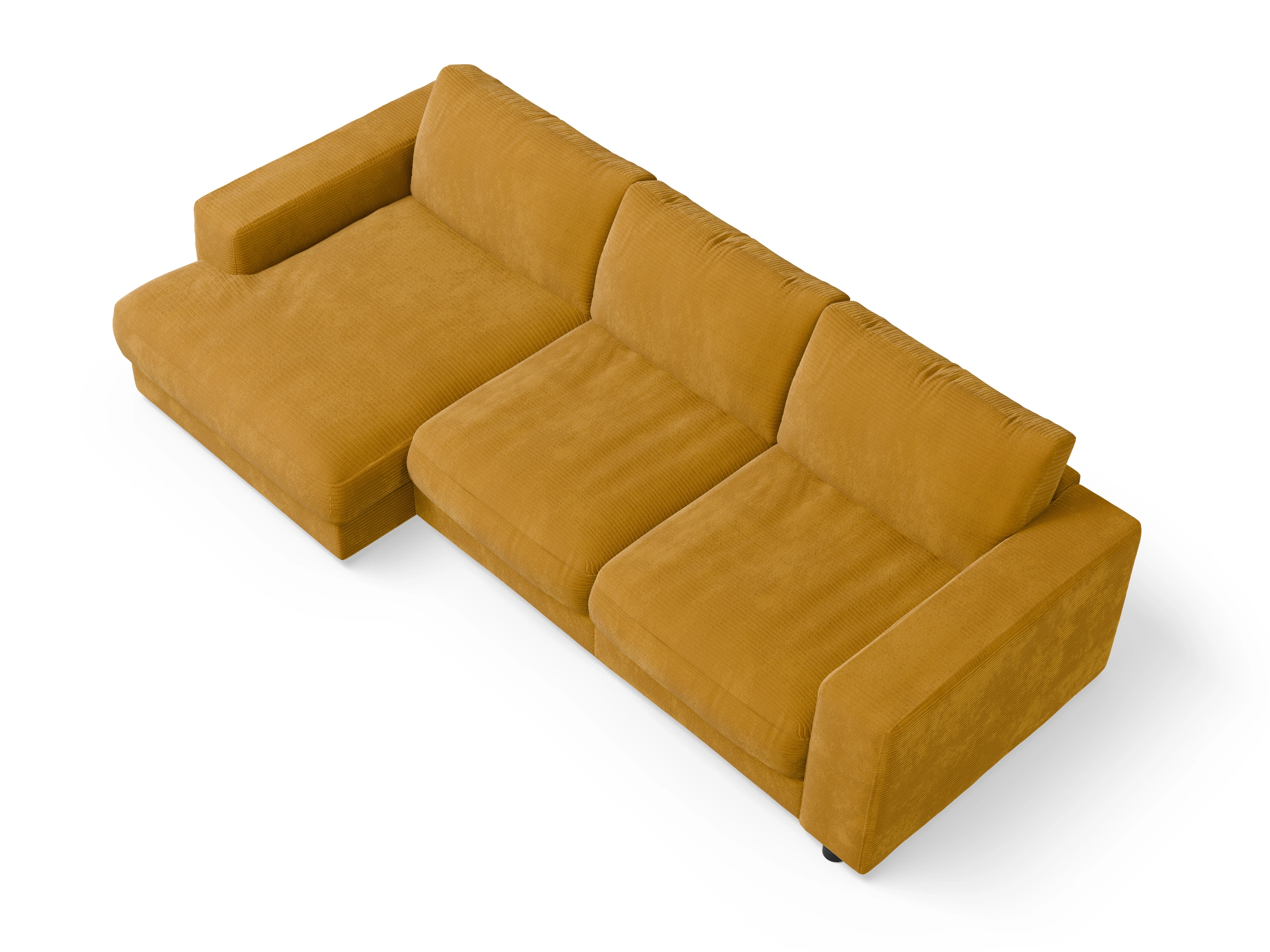 Mammut Ecksofa LO 2Small L Ansicht des Produktes Mammut Plus 2.0 Ecksofa links Abschluss offen in Stoff Gelb