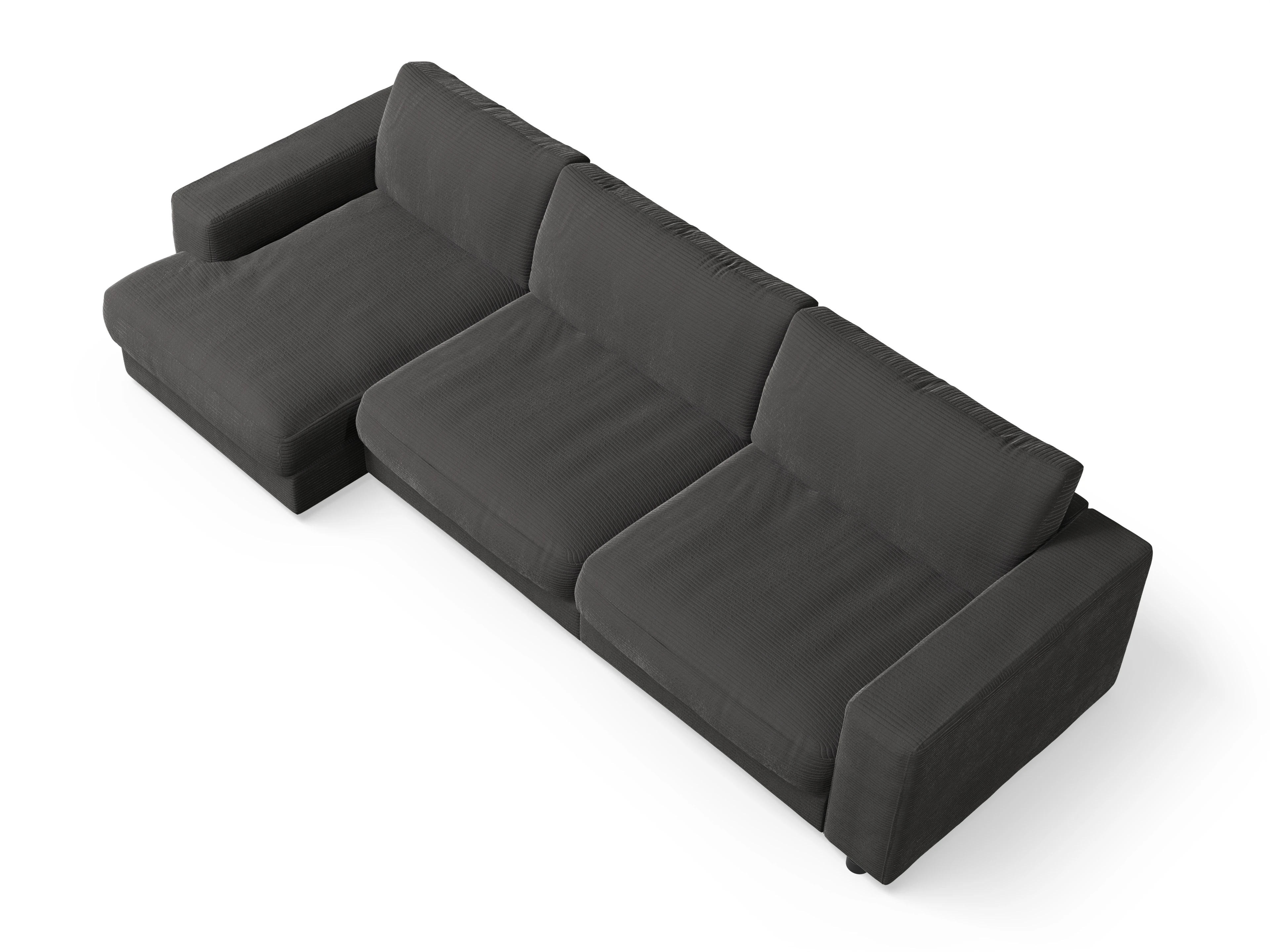 Mammut Ecksofa LOklein 2XL L Ansicht des Produktes Mammut Plus 2.0 Ecksofa links Abschluss offen in Stoff Grau
