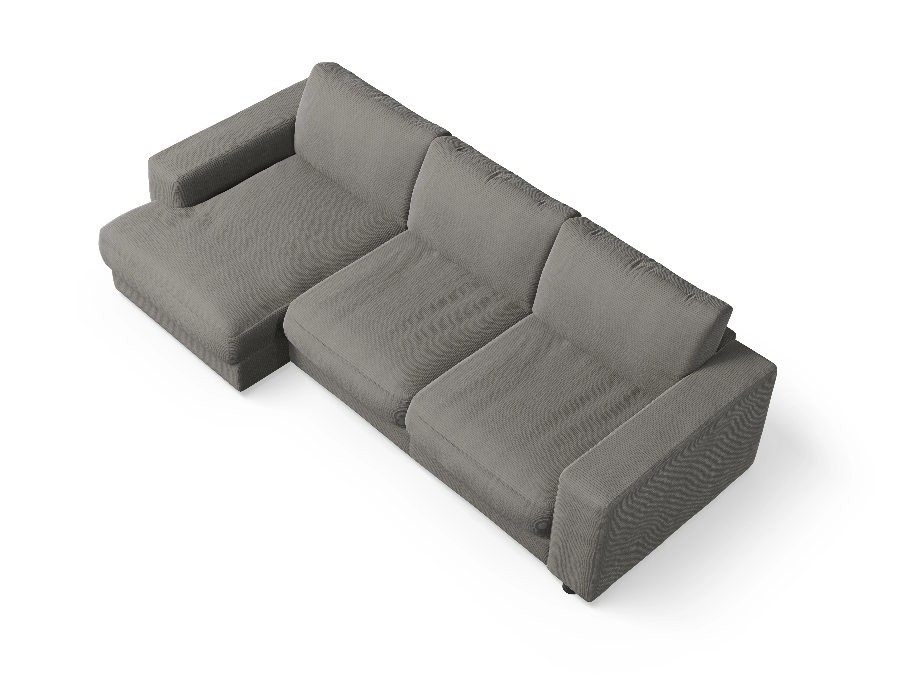 Ansicht des Produktes Mammut Plus 2.0 Ecksofa links Abschluss offen in Stoff Grau