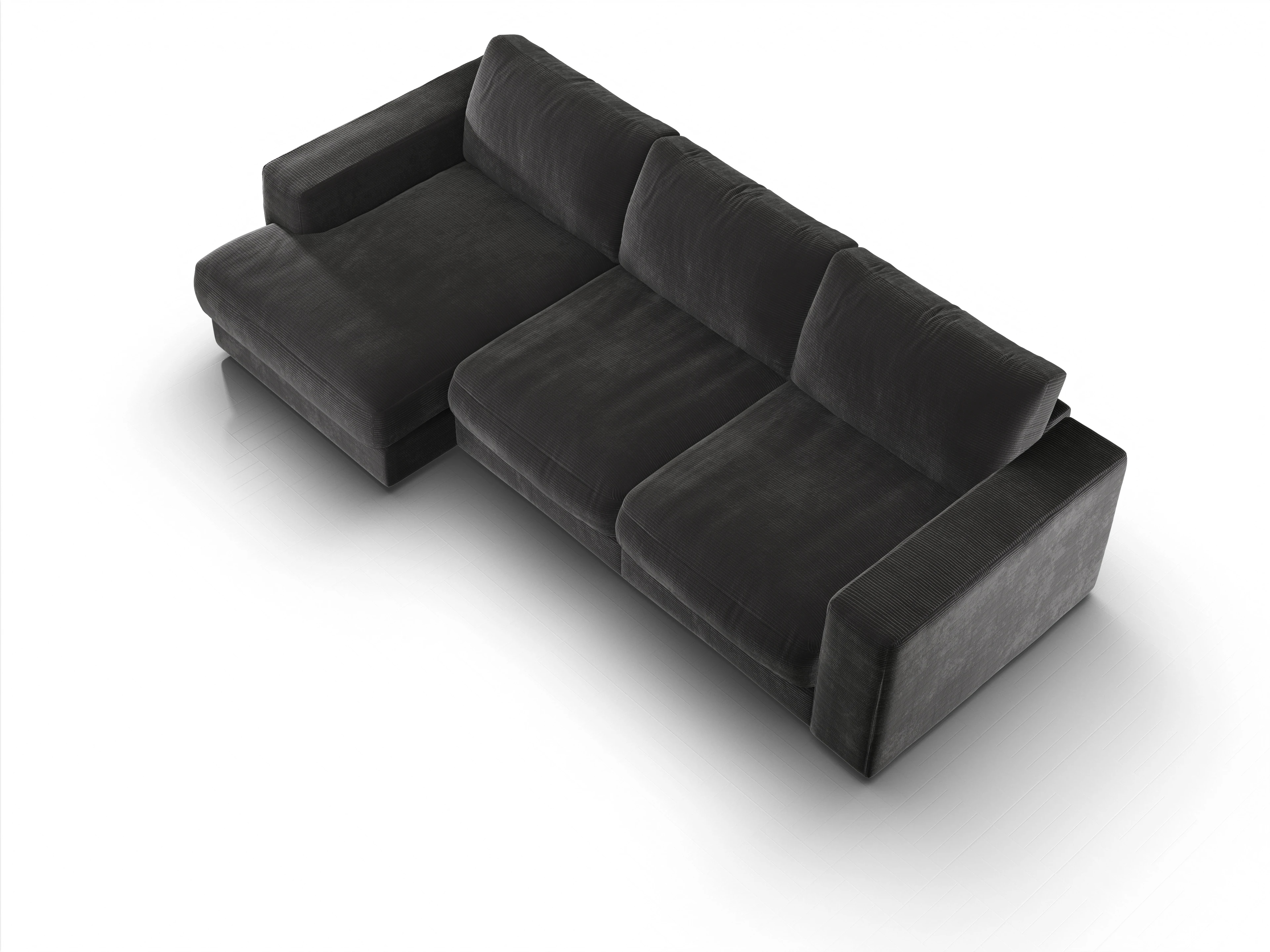 Ansicht des Produktes Mammut Plus 2.0 Ecksofa links Abschluss offen in Stoff Grau